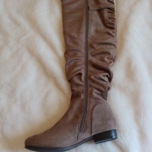 Tan knee high boots
